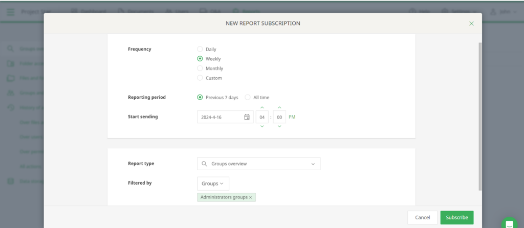 Weekly reports